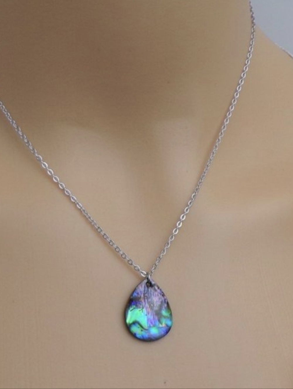 Shell Pendant Silvertone Necklace
